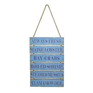 Always Fresh Lobster Crabs Mussels Seafood Painted Wall Plaque 20.25 Inches